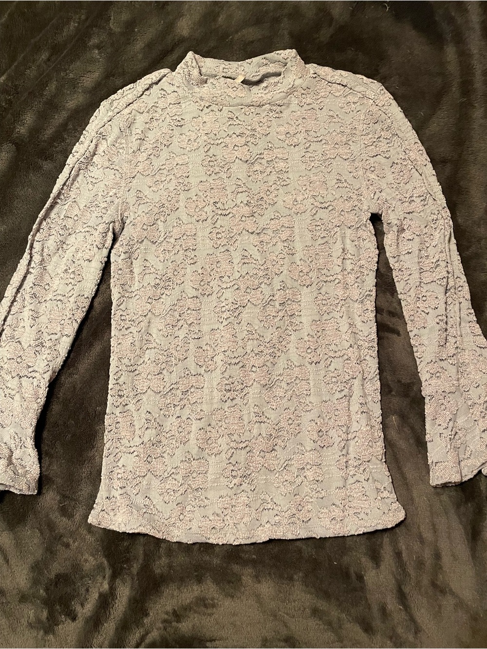 Free People Light Lavender Lace Long Sleeve Top